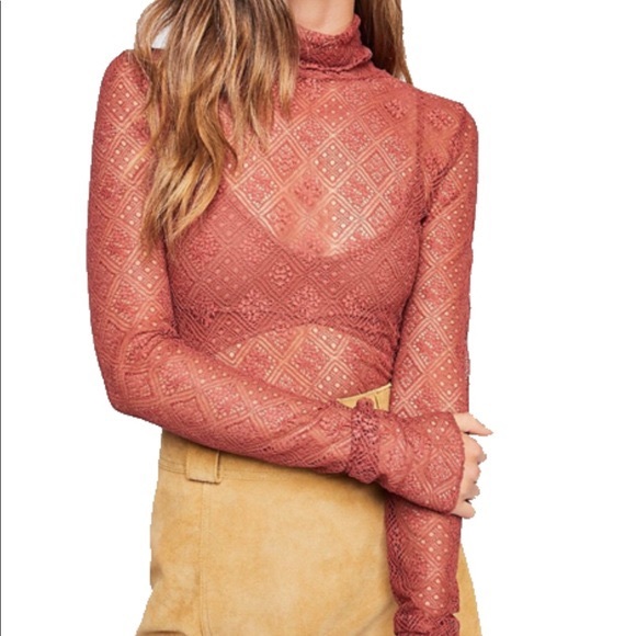 Free People Tops - Free People Sweet Memories Sheer Turtleneck Top XS